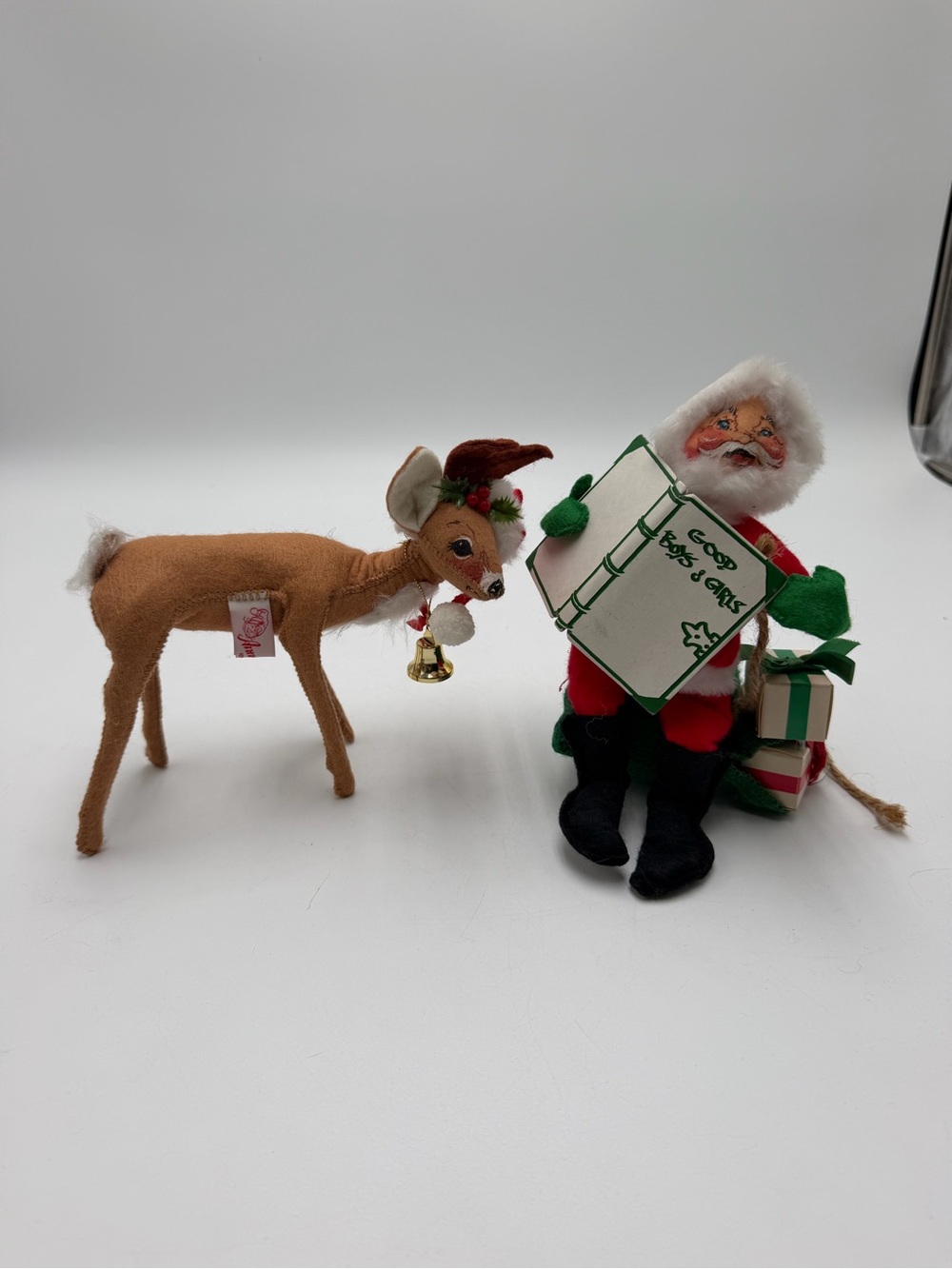 Vintage Annalee Santa Reindeer Doll Set Good Boys Girls Christmas Figurines